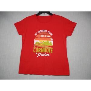 My Drinking Team Has A Cornhole Problem Humorous Novelty T-Shirt‎ Women  Size M
